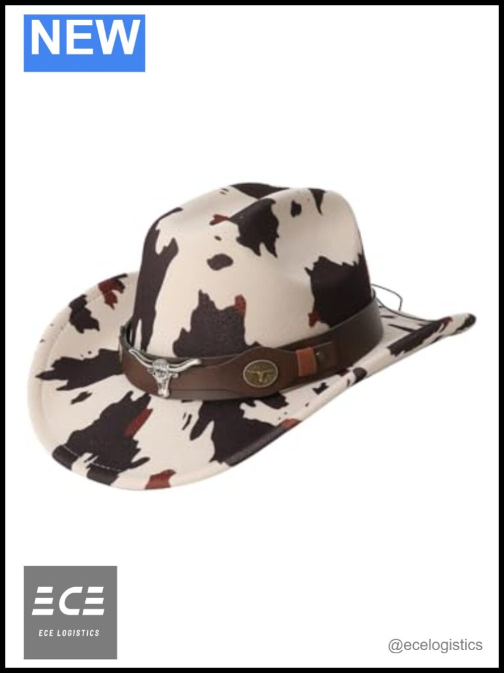 Cow Print Cowboy Hat Wide Brim Felt Western Cowgirl Hat